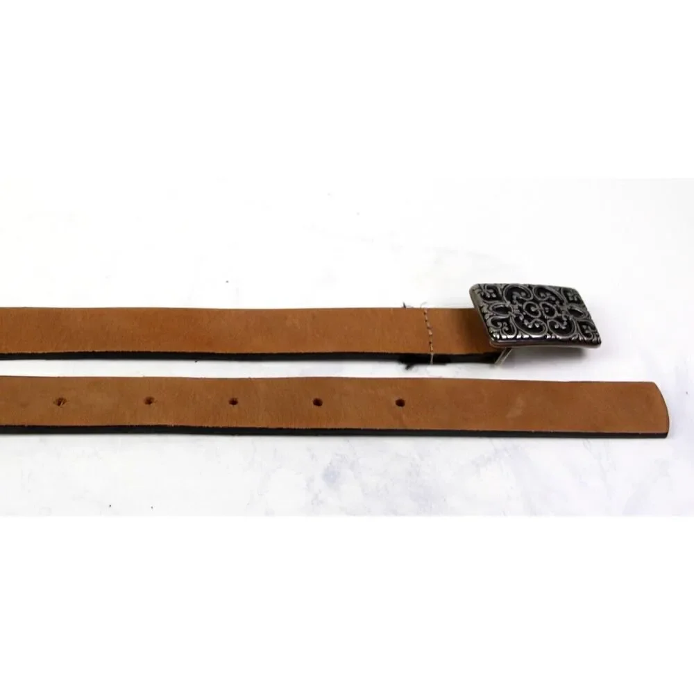 Massimo Dutti BROWN REAL LEATHER SKINNY 3/4